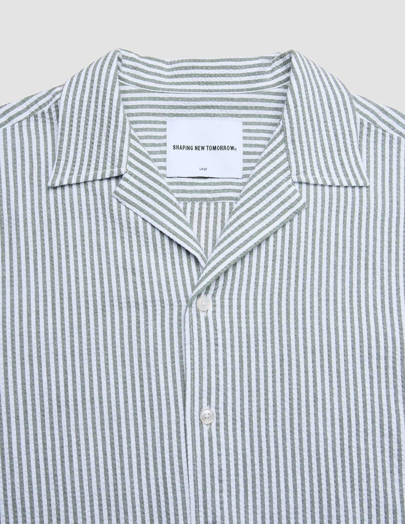 Seersucker Short Sleeve Shirt Green Stripes